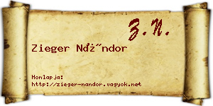 Zieger Nándor névjegykártya